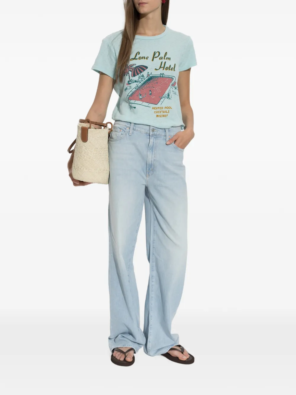 MOTHER Lone Palm Hotel T-shirt met grafische print Blauw