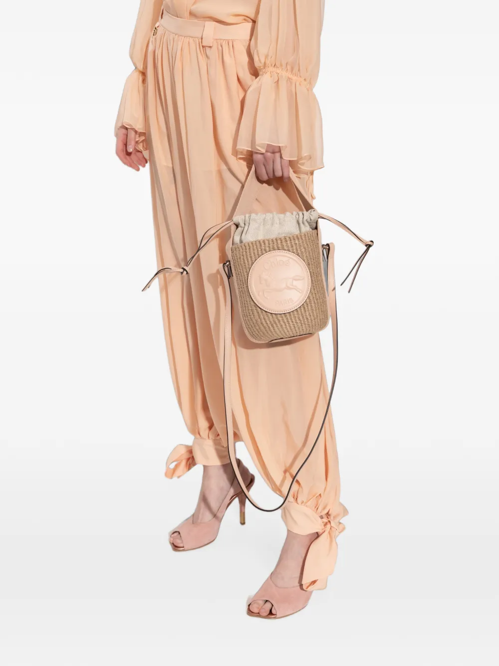 Chloé Horse Medal kleine bucket-tas Beige