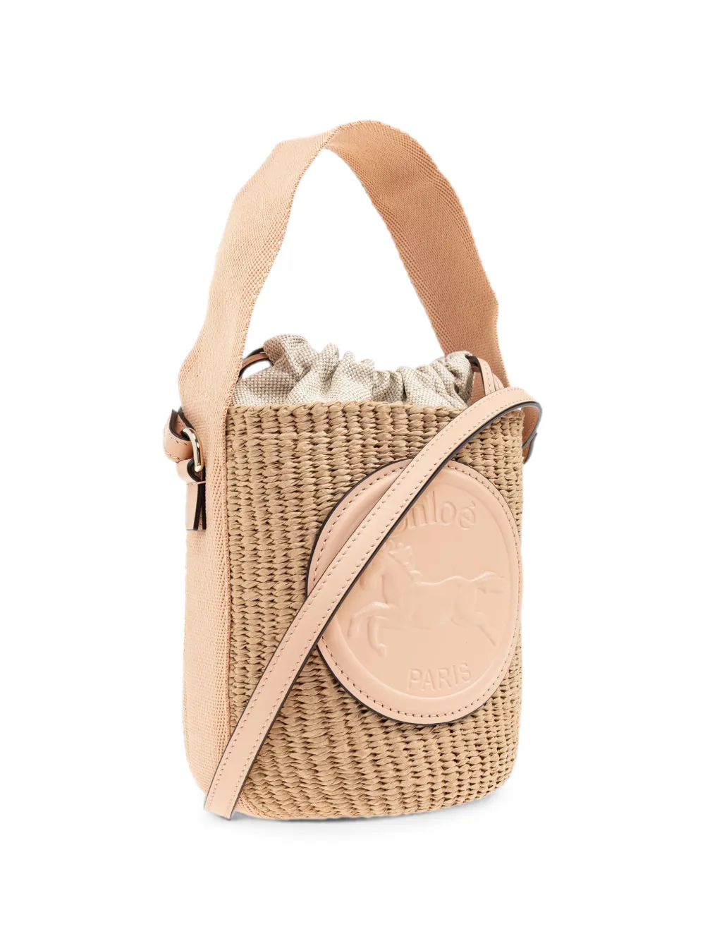 Chloé Horse Medal kleine bucket-tas Beige