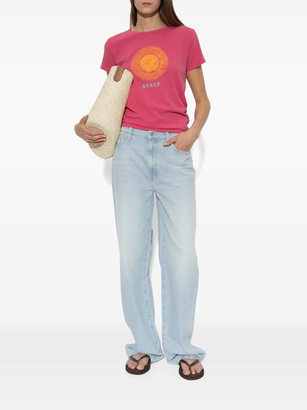 MOTHER Katoenen T-shirt met print Roze