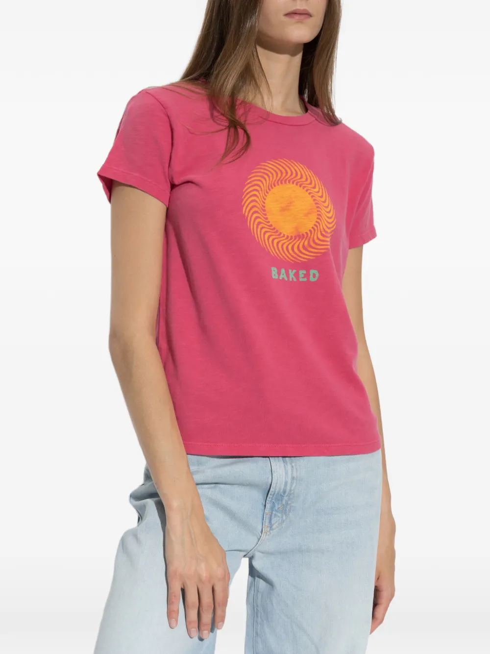 MOTHER Katoenen T-shirt met print Roze