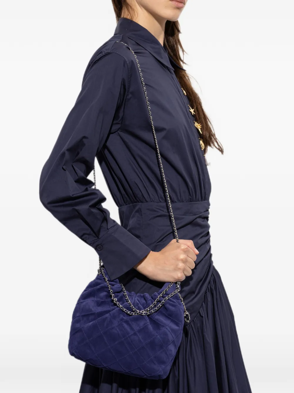 Tory Burch Fleming suède mini-tas Blauw