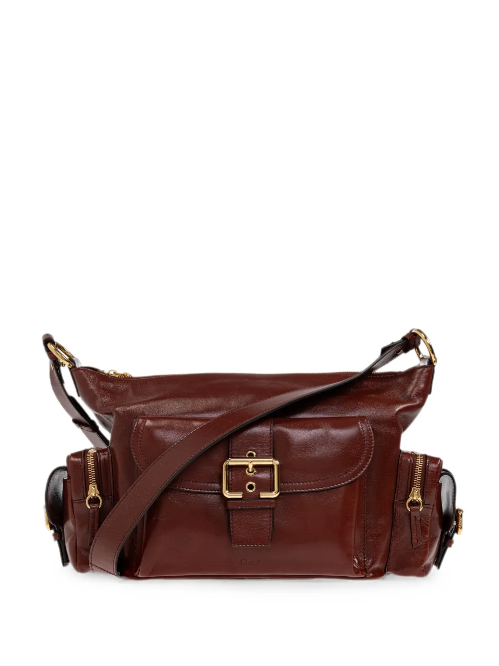 Chloé buckle-detail multi-pocket shoulder bag - Marrone