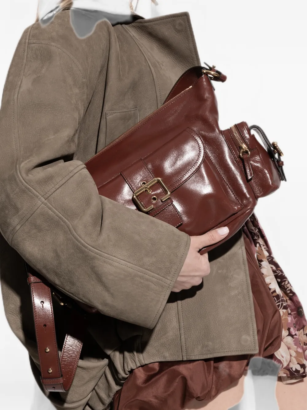 Chloé Camera tas van glanzend leer Bruin