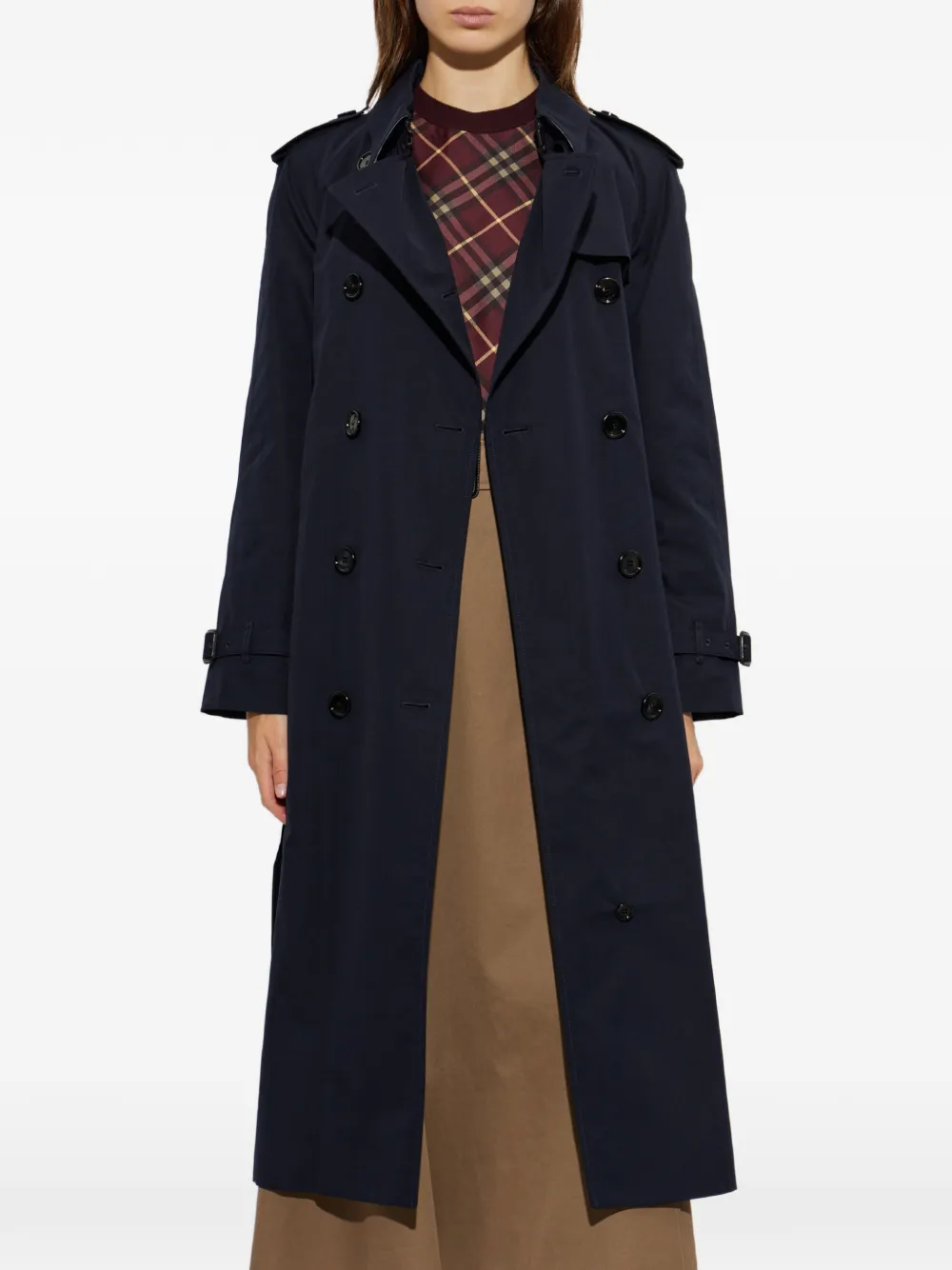 Burberry Trenchcoat met dubbele rij knopen Blauw