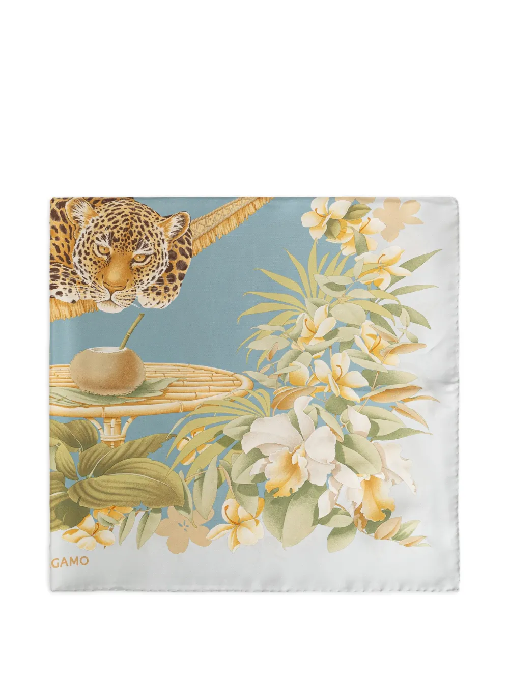 Ferragamo jungle-print silk scarf - Bianco