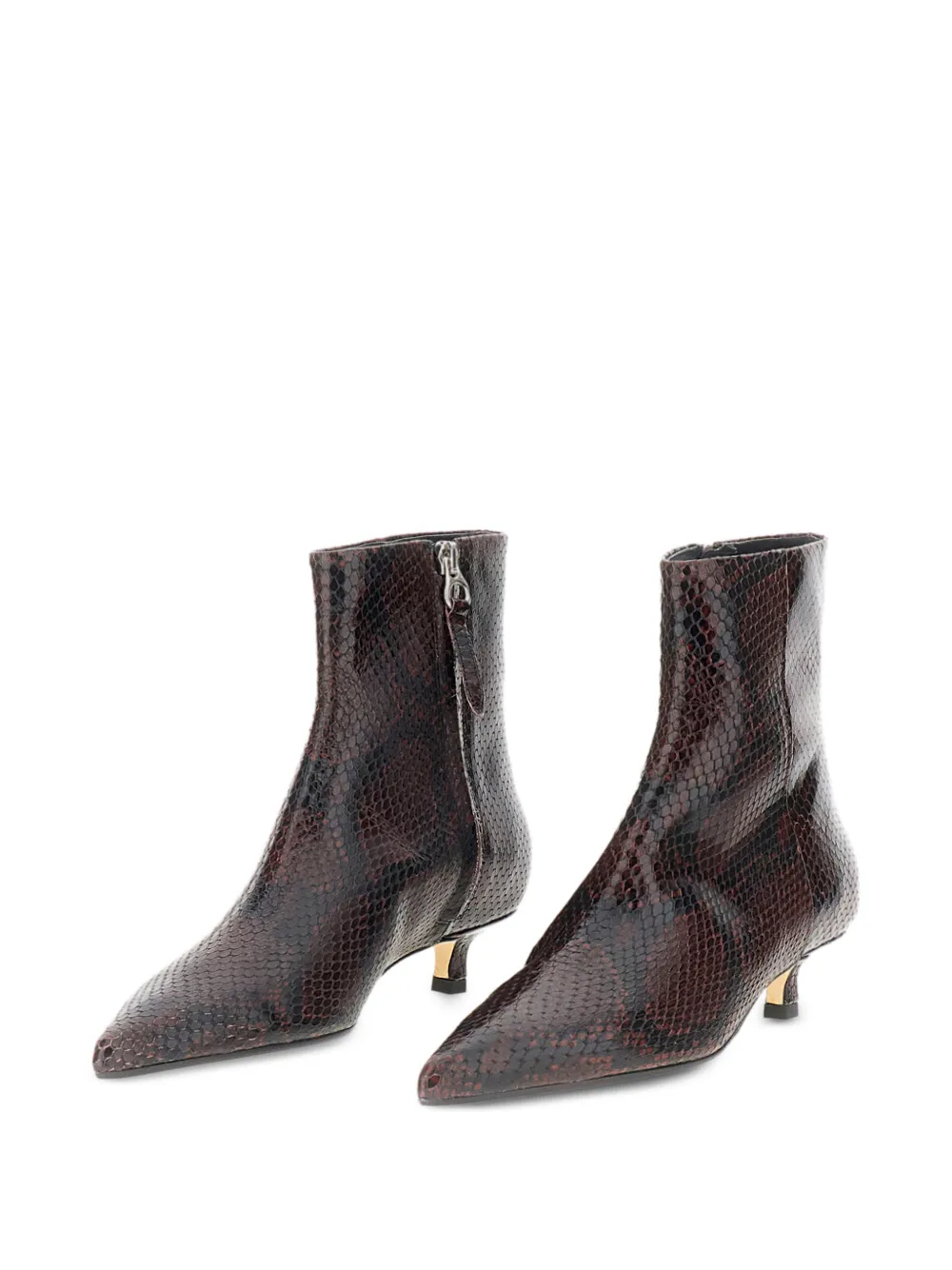 Aeyde Sofie snake-print pointed-toe ankle boots Bruin