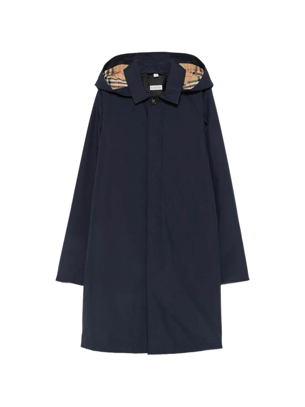Burberry Kids Martin hooded Check-lining coat - Blau