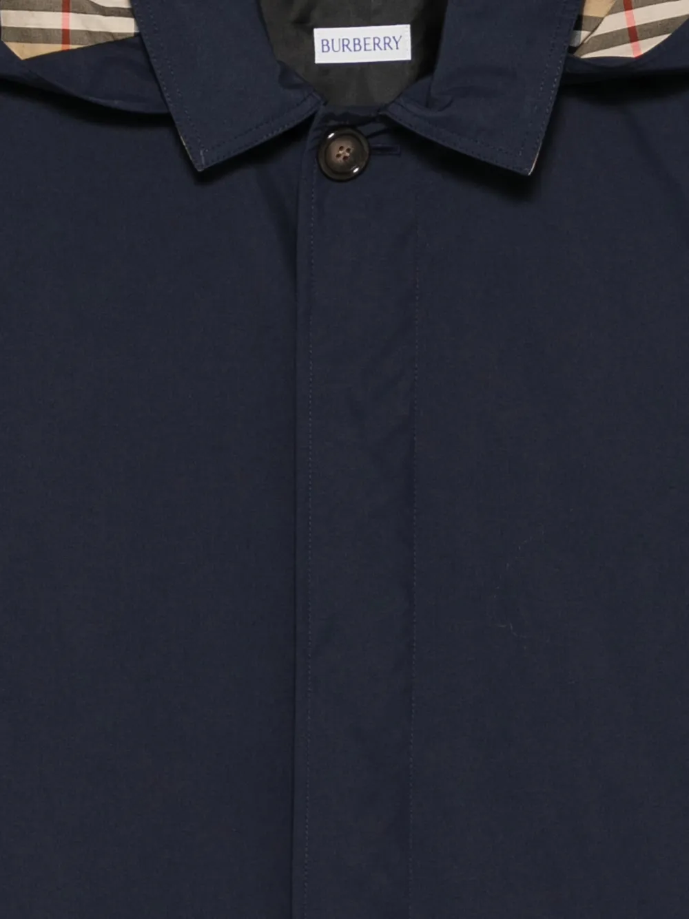 Burberry Kids Martin jas met capuchon en geruite voering Blauw