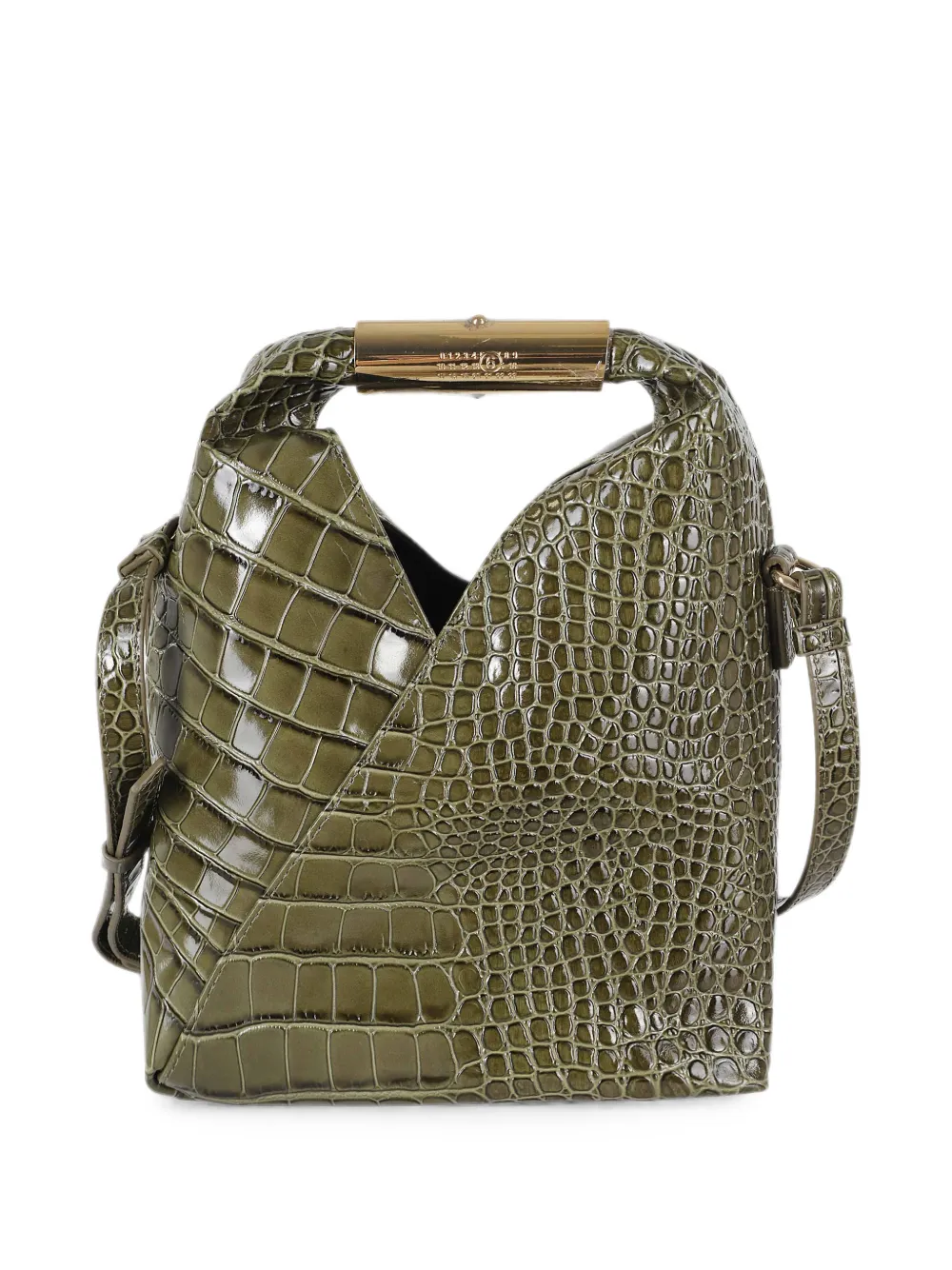 MM6 Maison Margiela Japanese leren bucket-tas met krokodillen-reliëf Groen