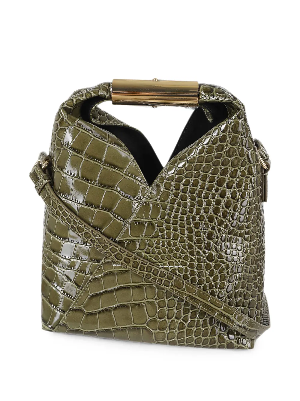 MM6 Maison Margiela Japanese leren bucket-tas met krokodillen-reliëf Groen
