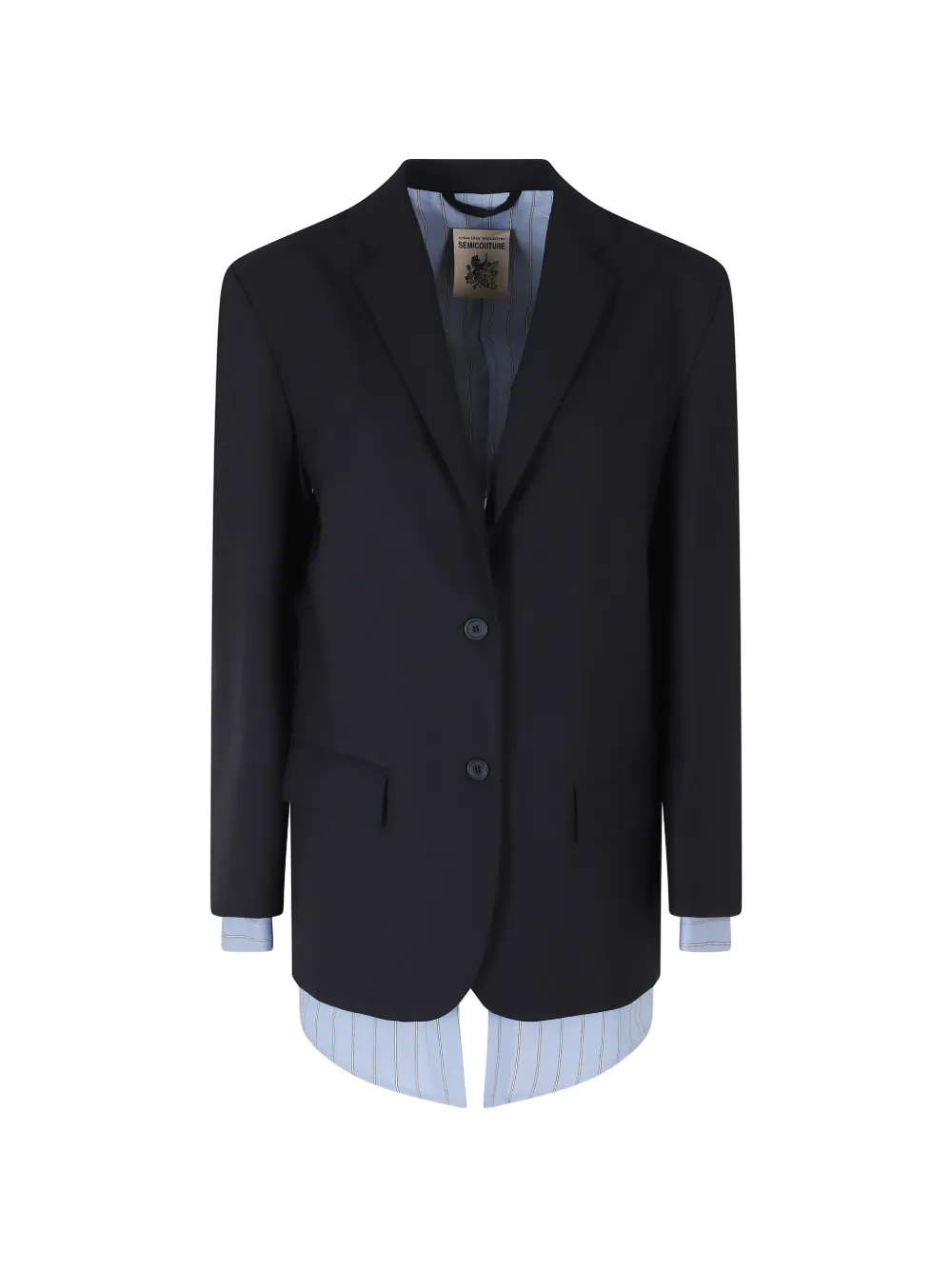 Semicouture Deana layered-detail single-breasted blazer - Nero