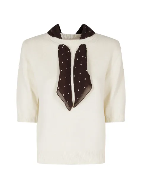 Semicouture scarf-detail short-sleeve sweater