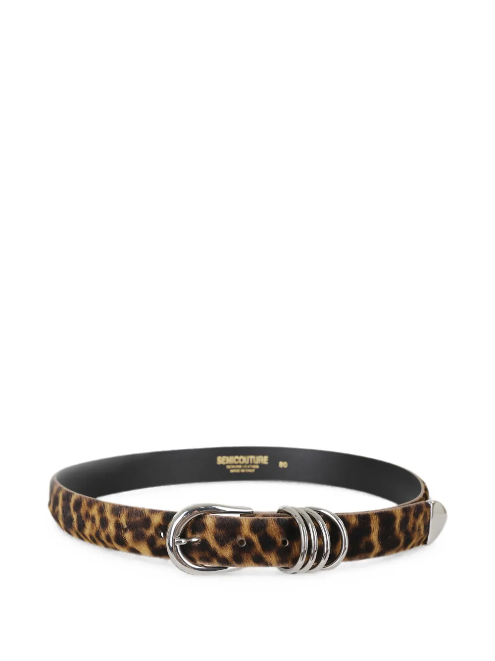 Semicouture Xiomara leopard-print triple-loop belt - Marrone