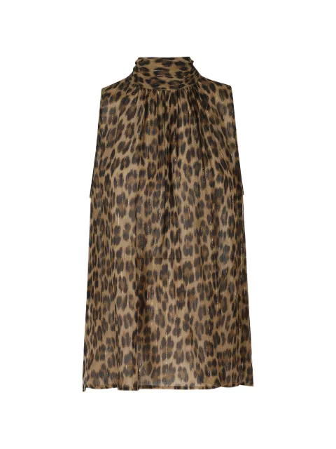 Semicouture Dulcie leopard-print pussy-bow top
