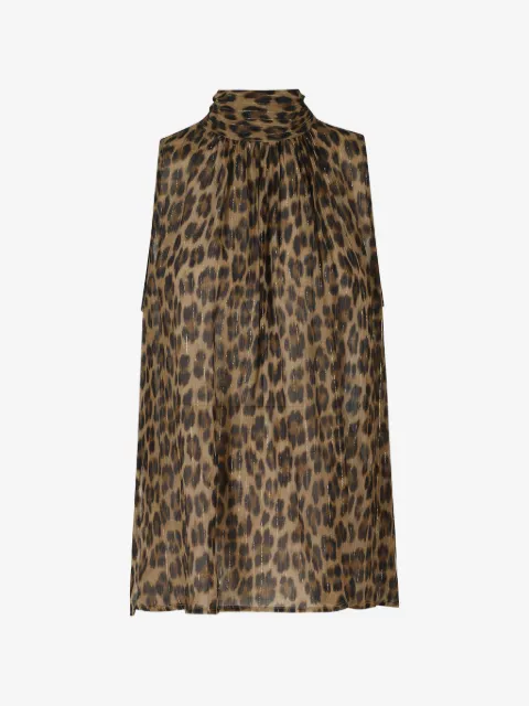 Semicouture Dulcie leopard-print pussy-bow top