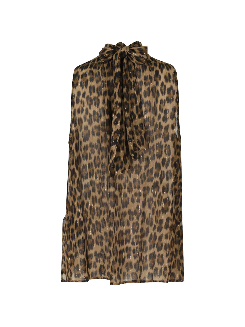 Semicouture Dulcie top met luipaardprint en strik Beige