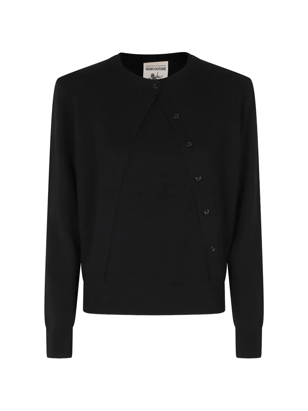 Semicouture asymmetric-fastening knitted cardigan - Schwarz