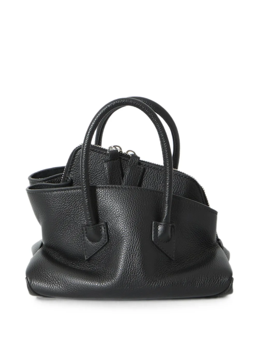 The Attico La Passeggiata leren mini-shopper met korrelig effect Zwart