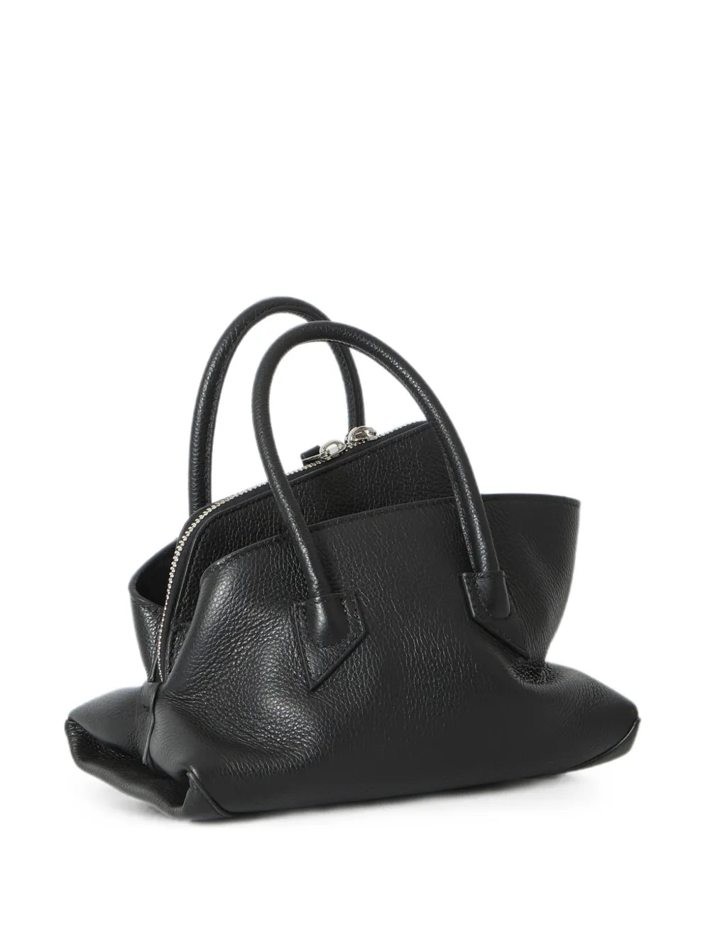 The Attico mini La Passeggiata grain-effect leather tote bag - Nero