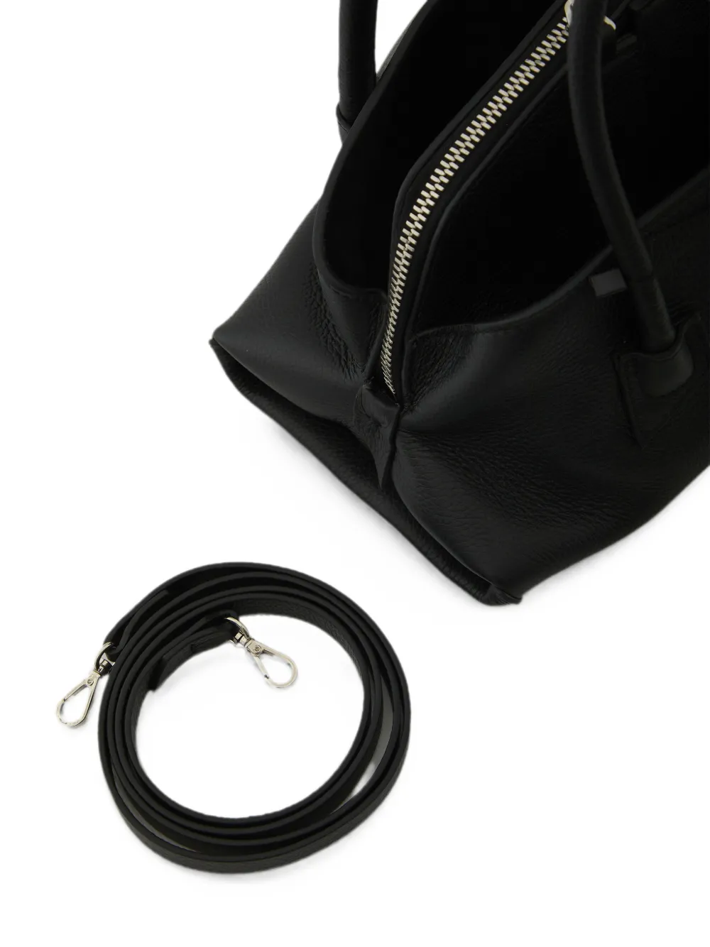 The Attico La Passeggiata leren mini-shopper met korrelig effect Zwart