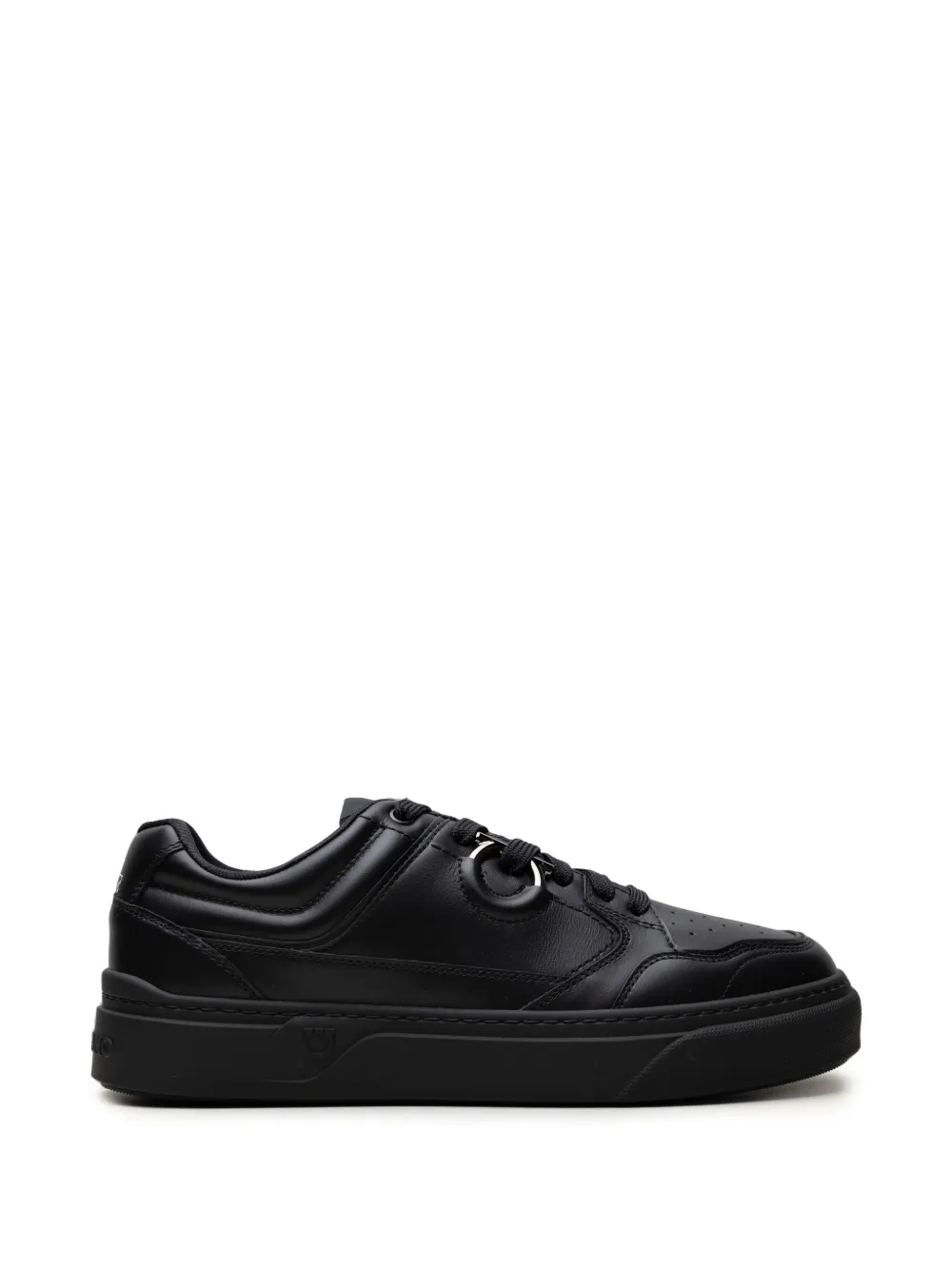 Ferragamo Gancini-detail leather sneakers - Schwarz