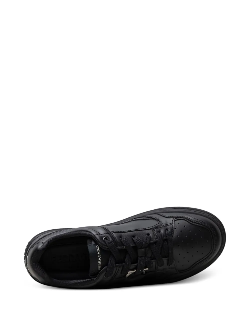 Ferragamo Gancini-detail leather sneakers Zwart