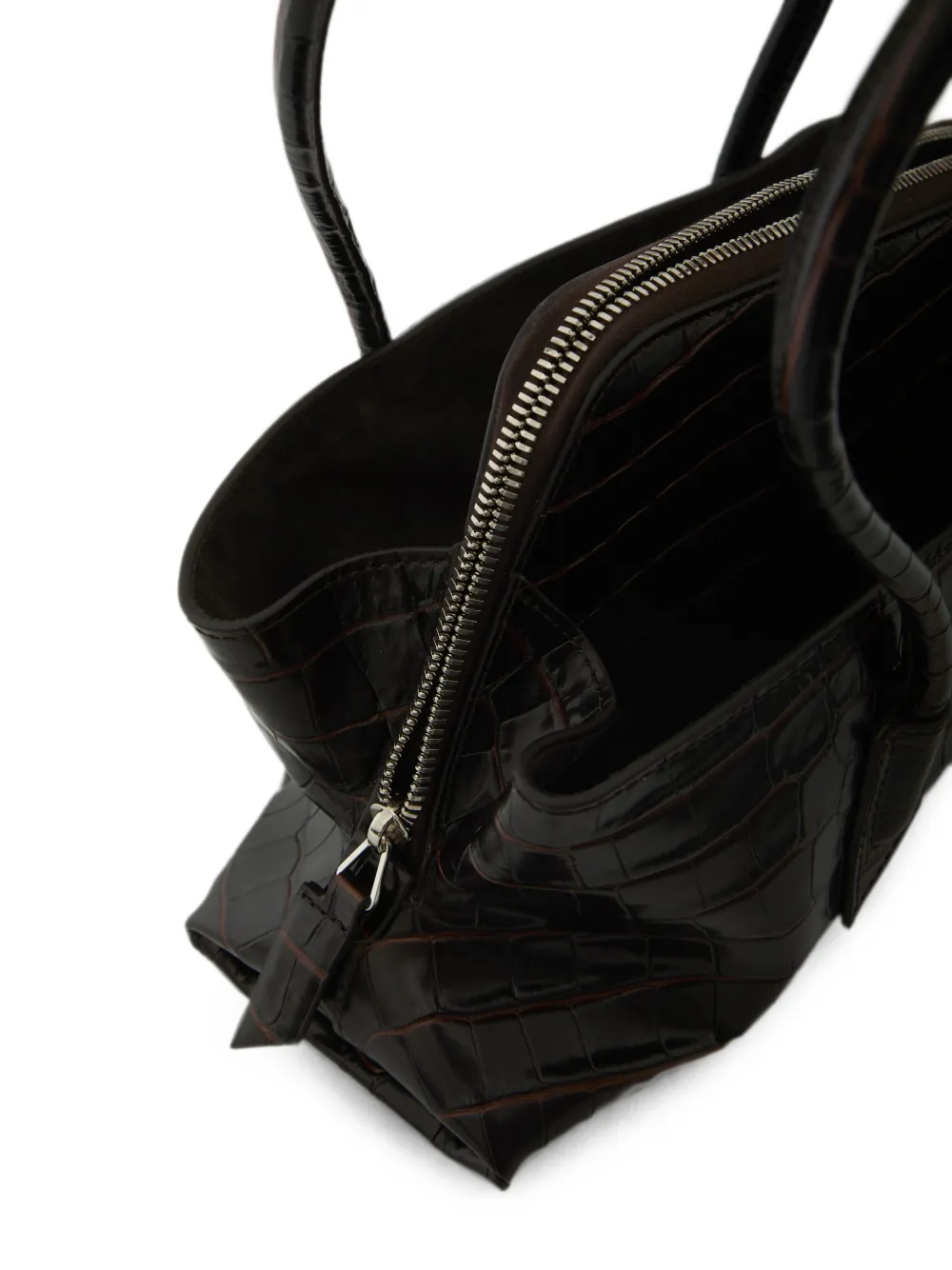 The Attico Kleine La Passeggiata shopper met krokodillen-reliëf Bruin