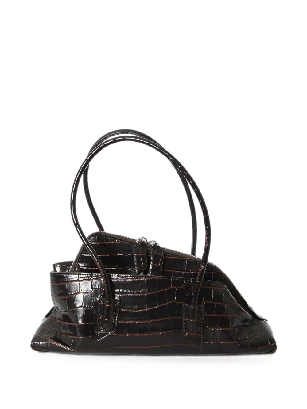 The Attico small La Passeggiata crocodile-effect tote bag - Marrone