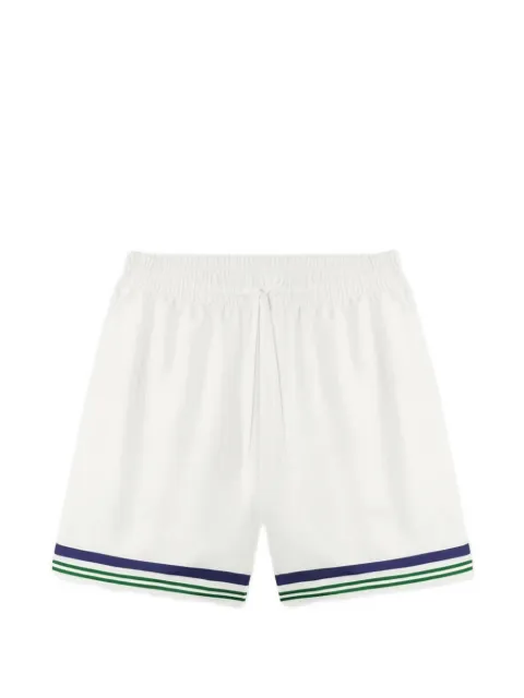 Casablanca Hotel Emblem striped silk shorts