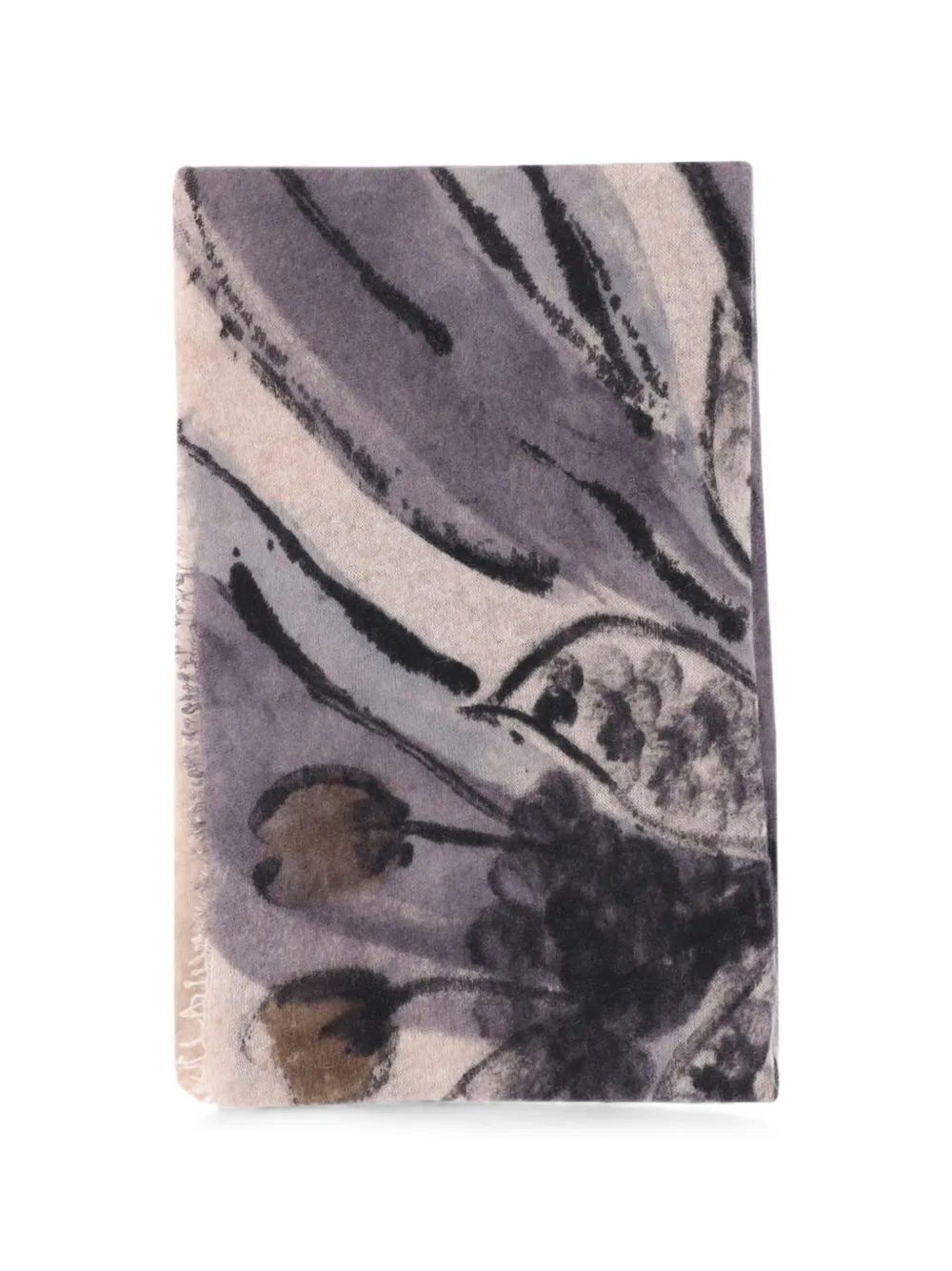 Faliero Sarti birch-pattern fringed scarf - Viola