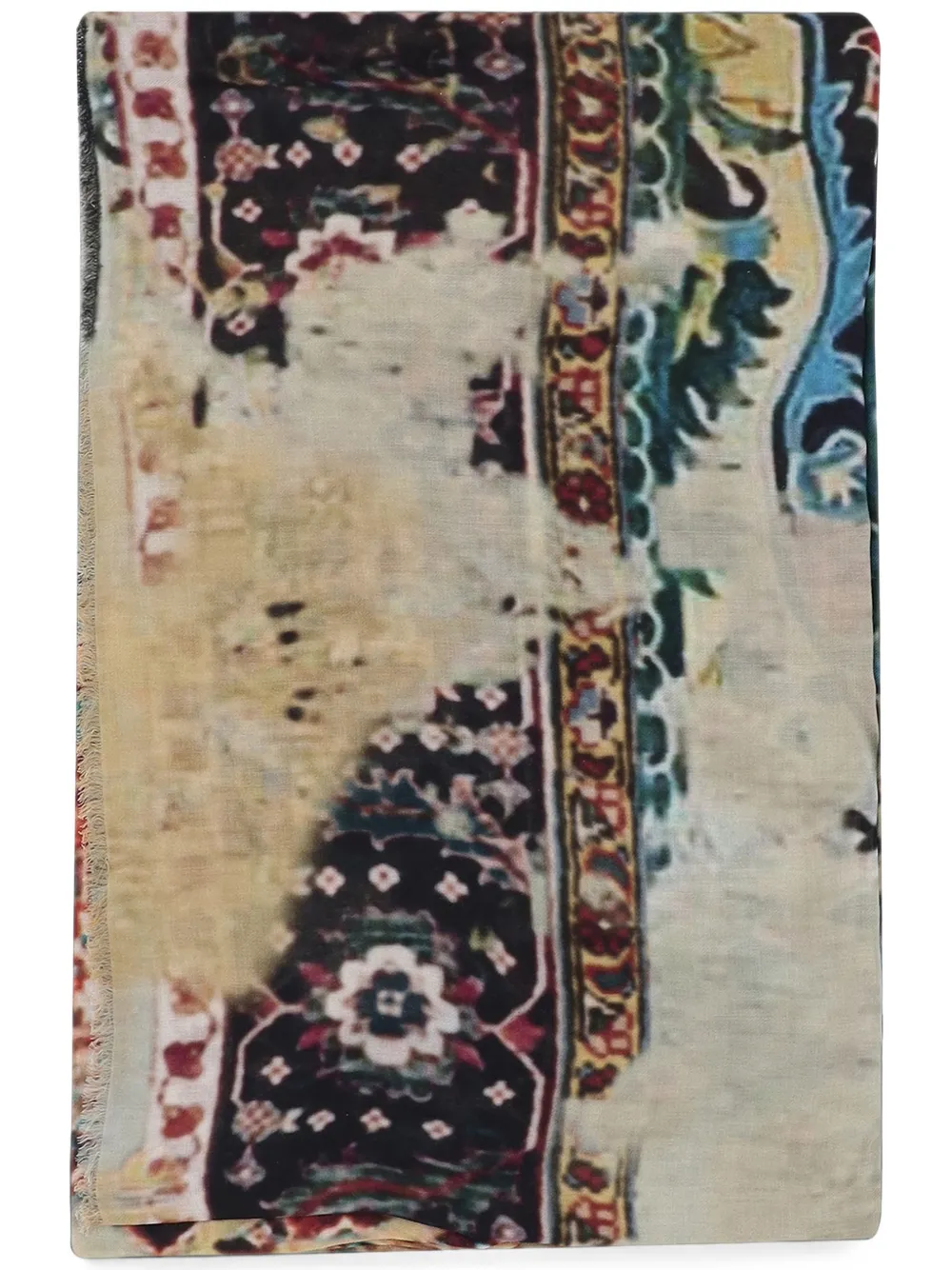 Faliero Sarti Sjaal met franje en tapijtprint Beige