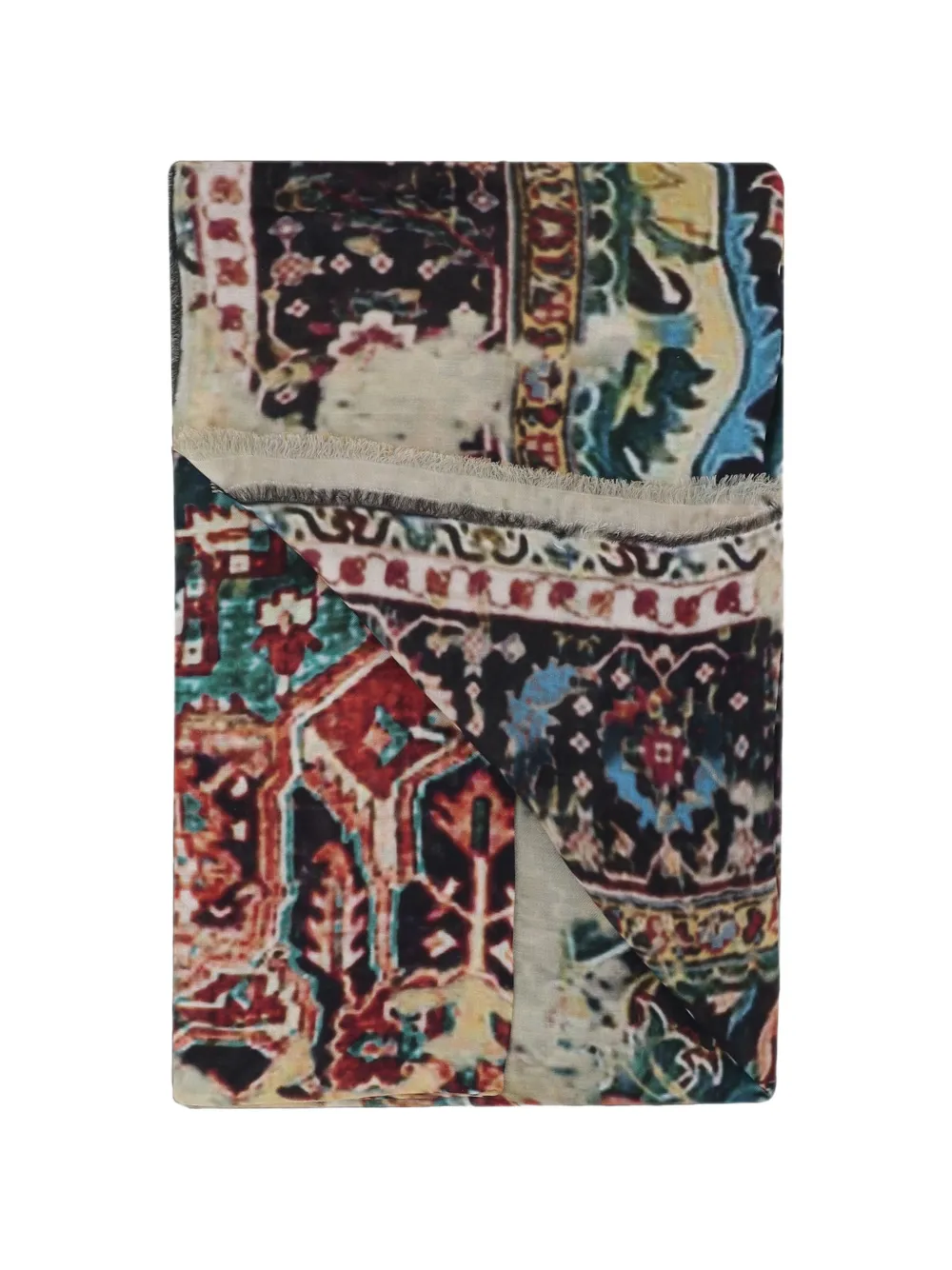 Faliero Sarti rug-print frayed scarf - Toni neutri