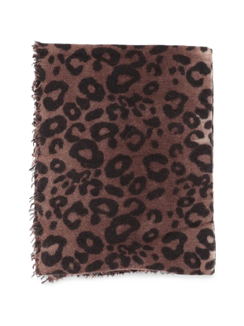 Faliero Sarti leopard-print fringed scarf - Marrone