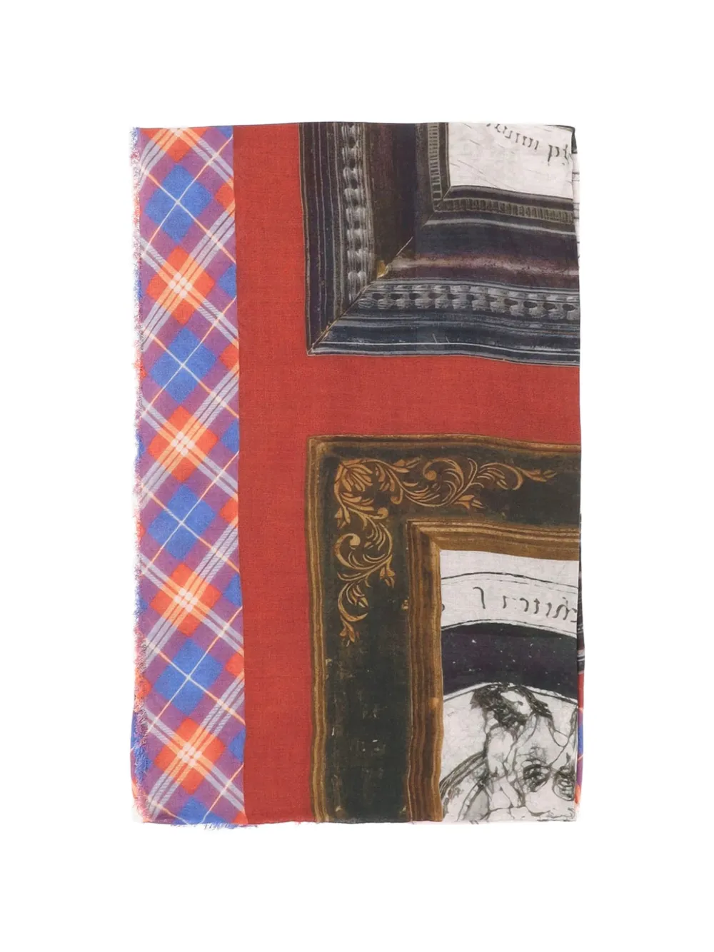 Faliero Sarti graphic-print fringed scarf - Rosso