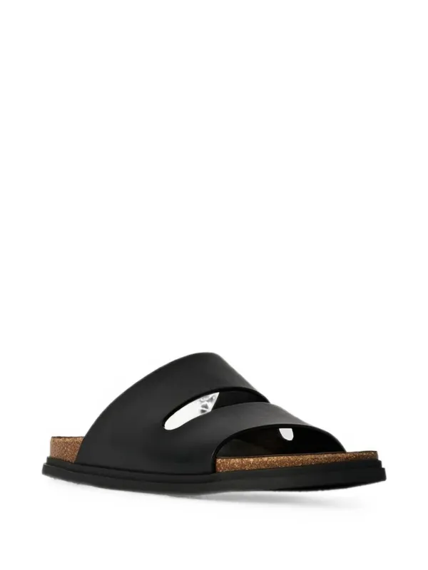 The Row Leather Band Sandals in Black