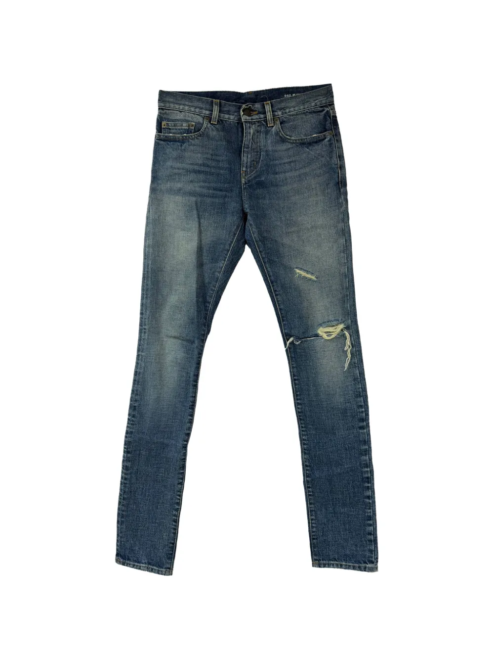 Saint Laurent Pre-Owned Jeans slim con effetto vissuto - Blu
