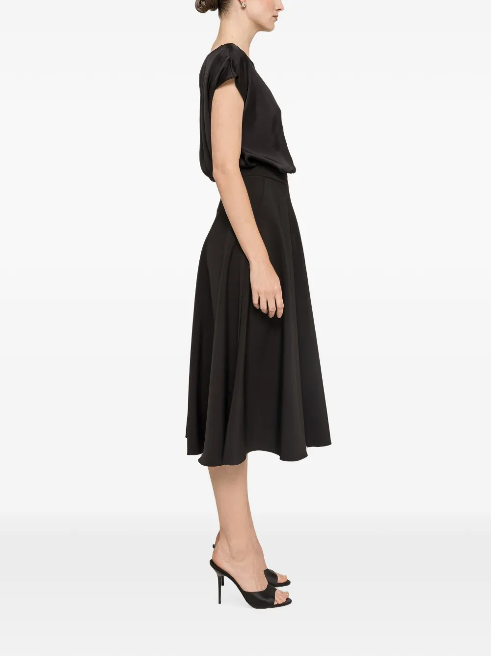 NISSA High waist midi-rok Zwart