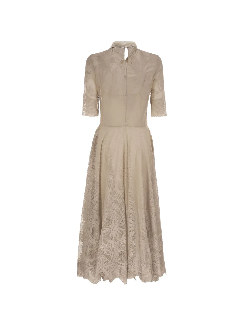 Fabiana Filippi Midi-jurk met kanten laag en strik Beige
