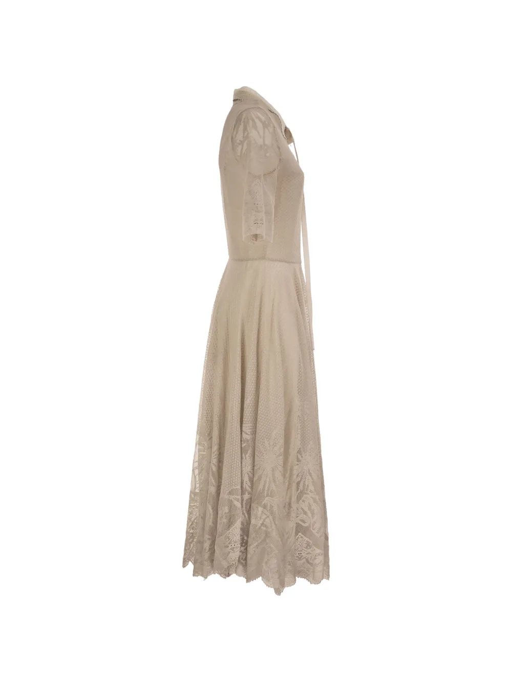 Fabiana Filippi Midi-jurk met kanten laag en strik Beige