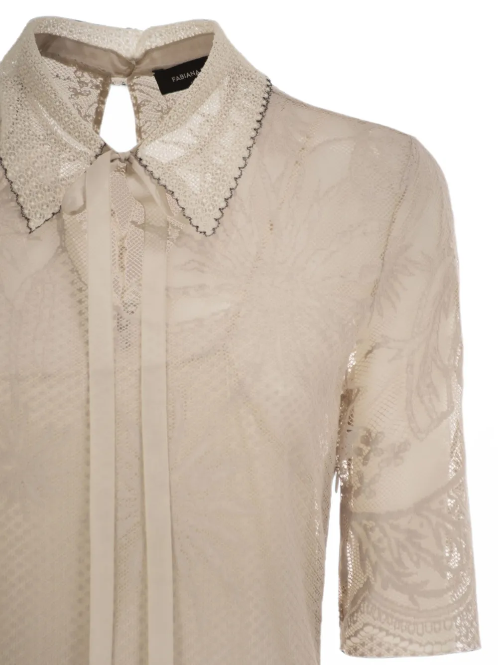 Fabiana Filippi Midi-jurk met kanten laag en strik Beige