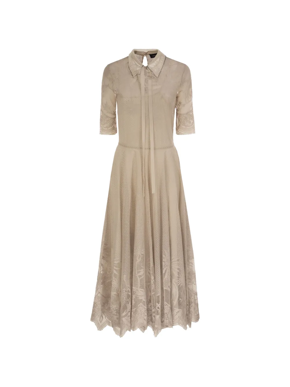 Fabiana Filippi embellished-collar lace midi dress - Toni neutri