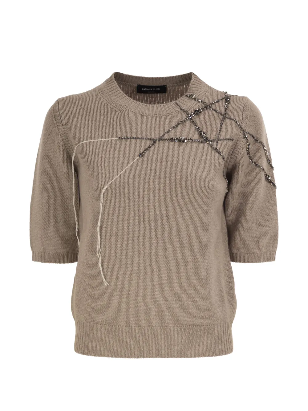 Fabiana Filippi rhinestone-embellished embroidered sweater - Braun