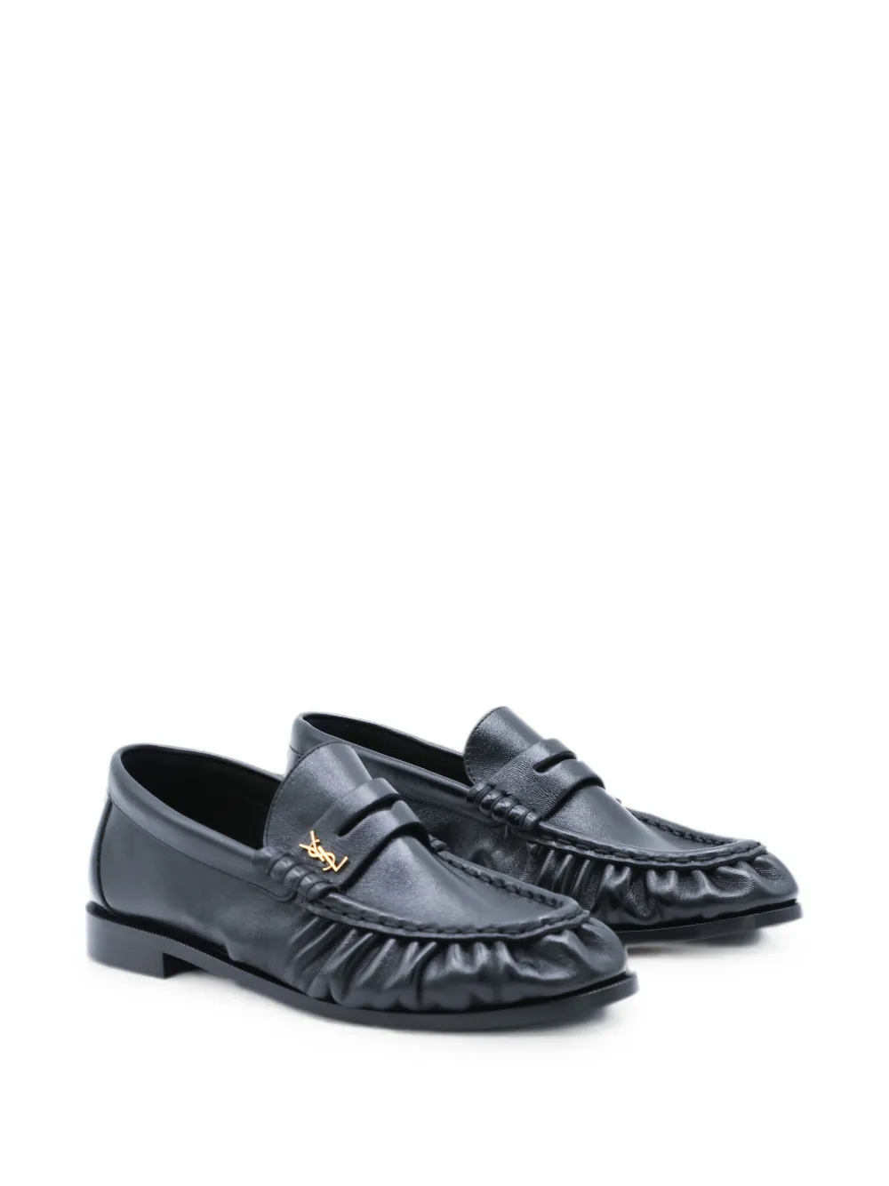 Saint Laurent Le Loafer ruched loafers Zwart