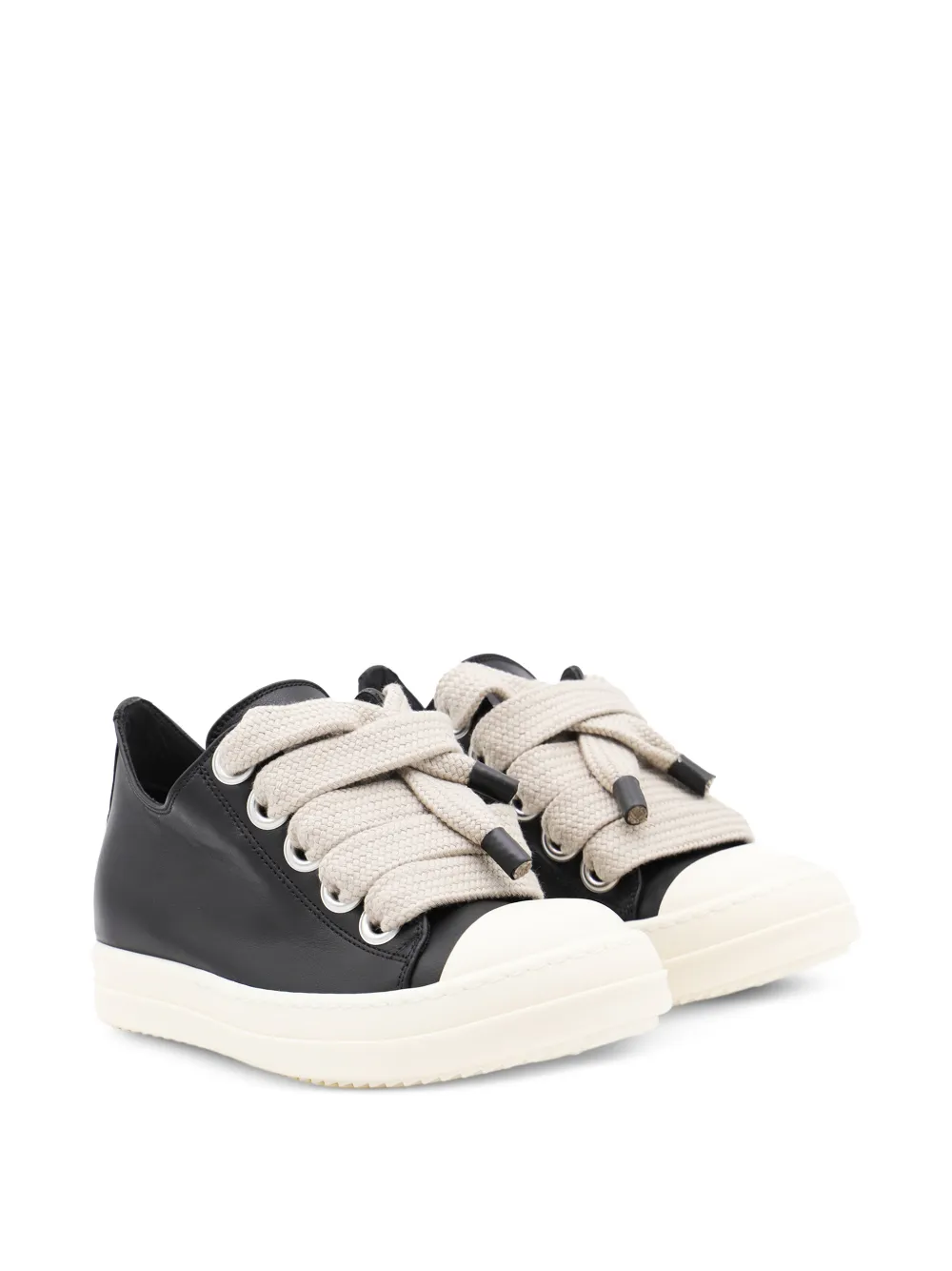Rick Owens oversized-lace leather sneakers Zwart