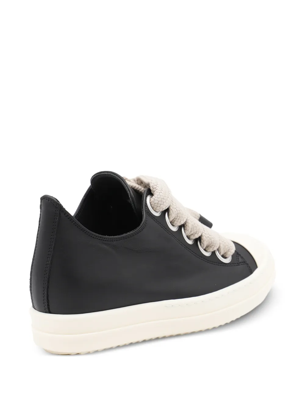 Rick Owens oversized-lace leather sneakers Zwart