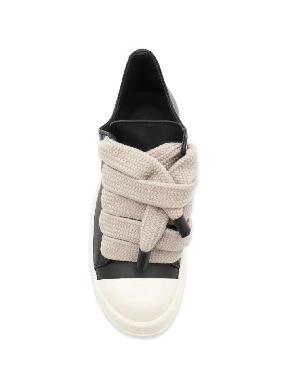Rick Owens oversized-lace leather sneakers Zwart