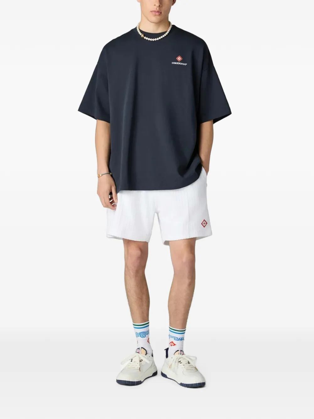 Casablanca Geribbelde shorts Wit