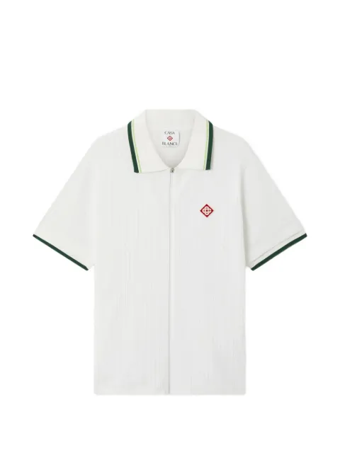 Casablanca ribbed zip-up short-sleeve shirt