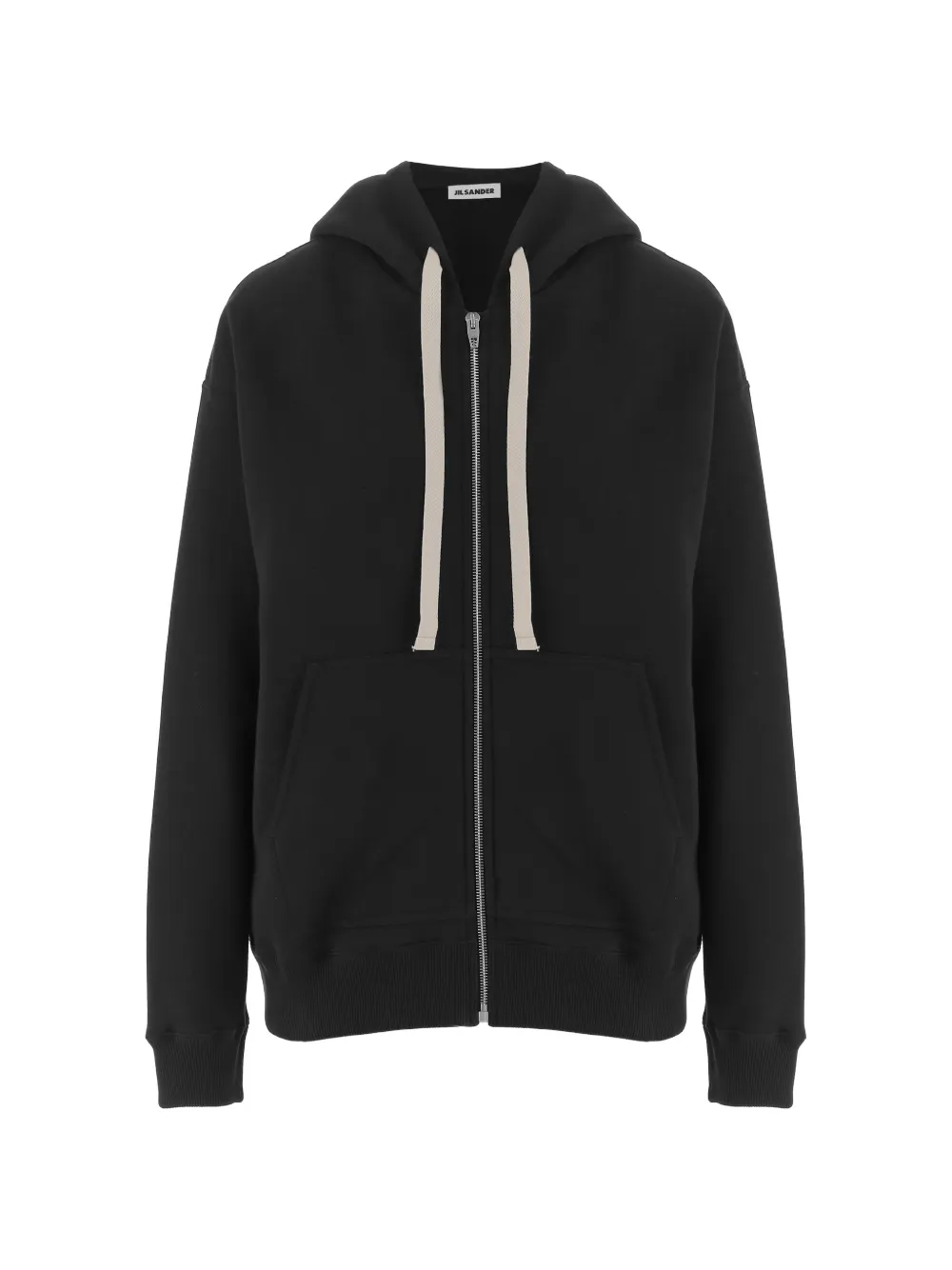 Jil Sander zip-up drawstring hoodie - Nero